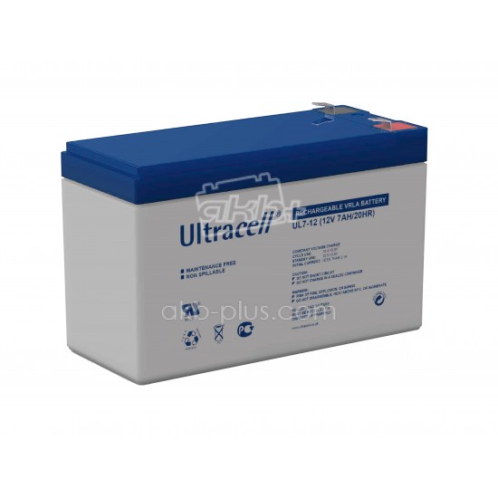 Батарея аккумуляторная Ultracell UL7-12, 12В, 7Ач, AGM - купить